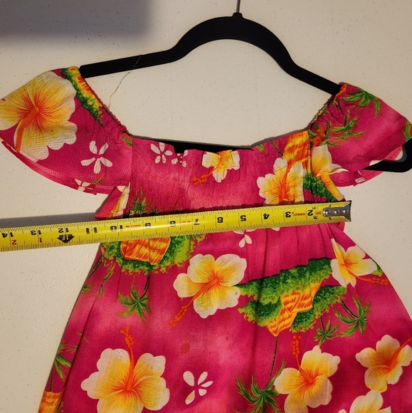 Vintage Sears Hawaiian Dress Royal Hawaii 1980s 1990s Pink Hibiscus Kids Size 5 - Picture 6 of 8